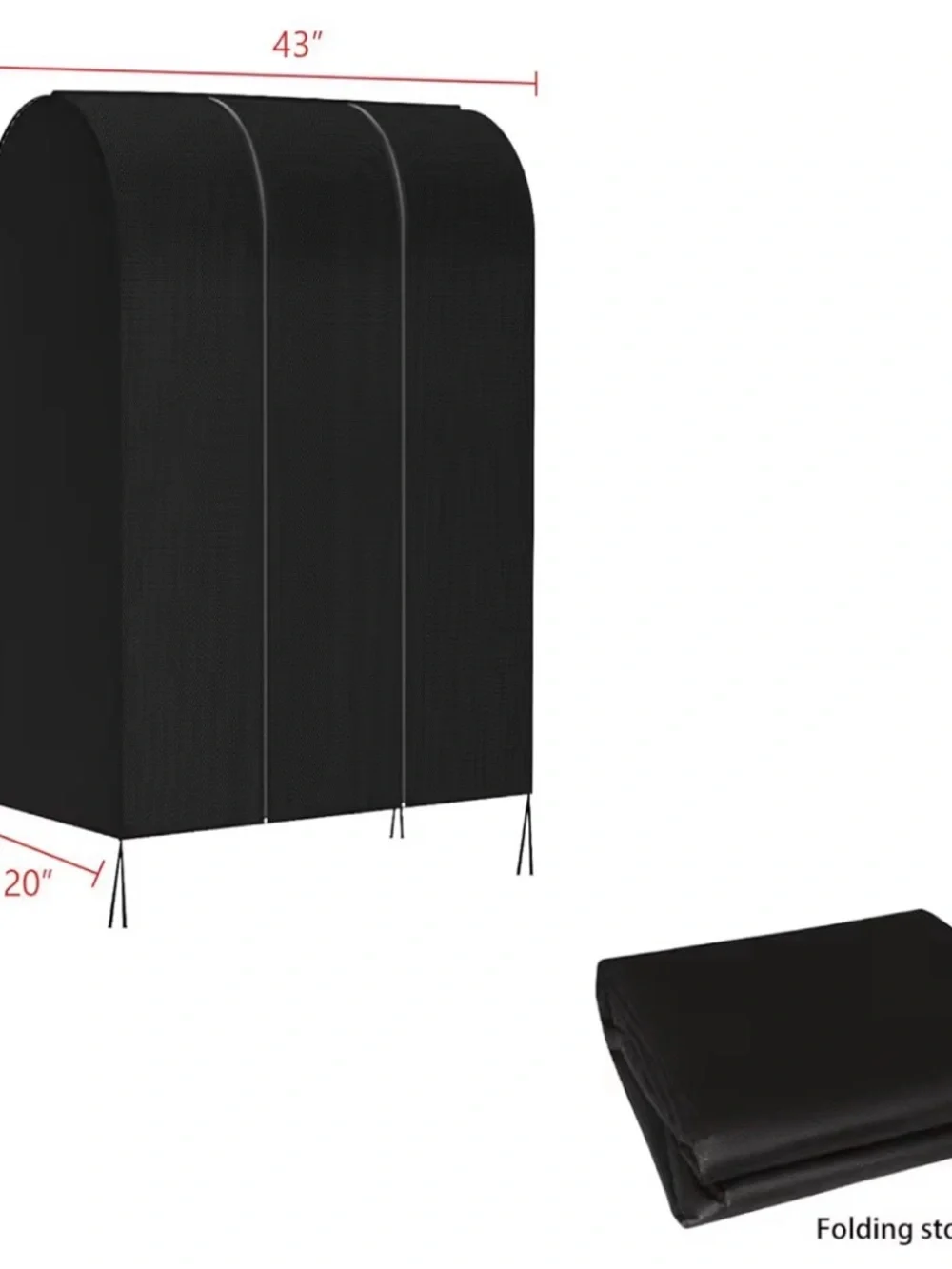 43” Black Garment Rack Cover- Home Storage